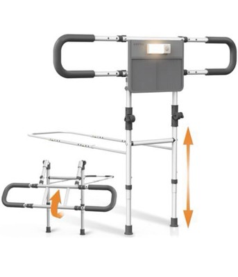 Agrish Foldable Bed Rails with Light, Adjustable for Seniors, Fits Any Bed