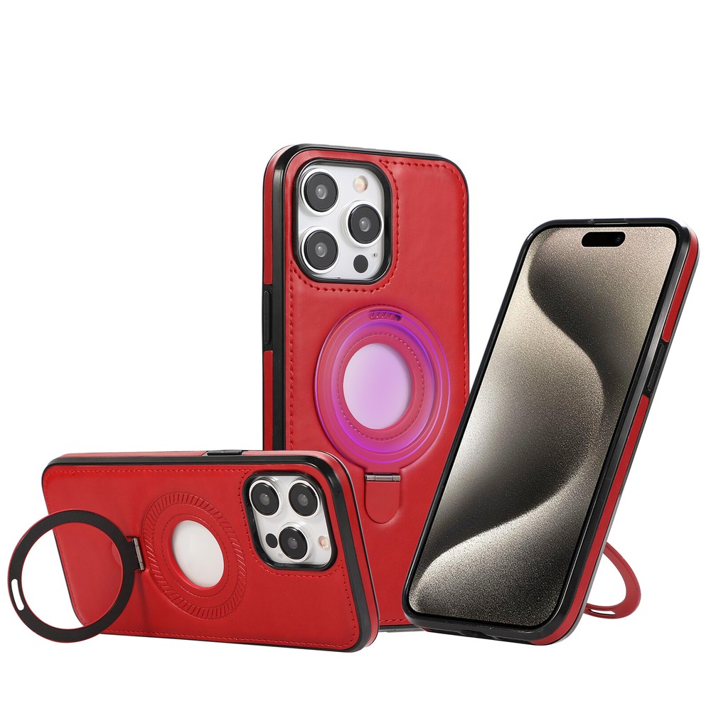 For iPhone 16 15 14 13 12Pro Max Leather Mag Safe Magnetic Ring Stand Case Cover