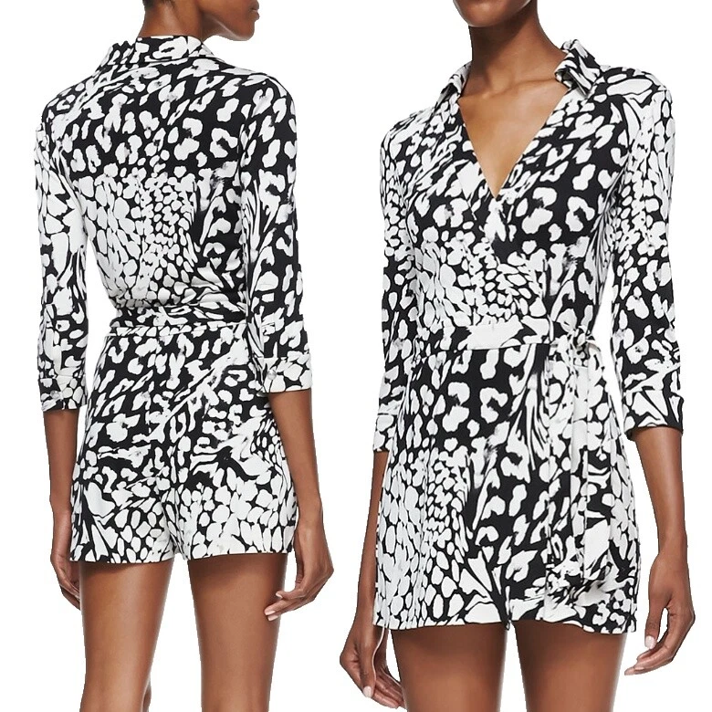 Animal Print Romper 100% Silk Jumpsuits & Rompers for Women