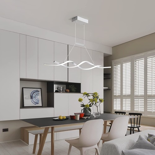 Geometric Pendant Lights Dining Room LED Chandelier w/ Remote for Kitchen Island - Picture 17 of 44
