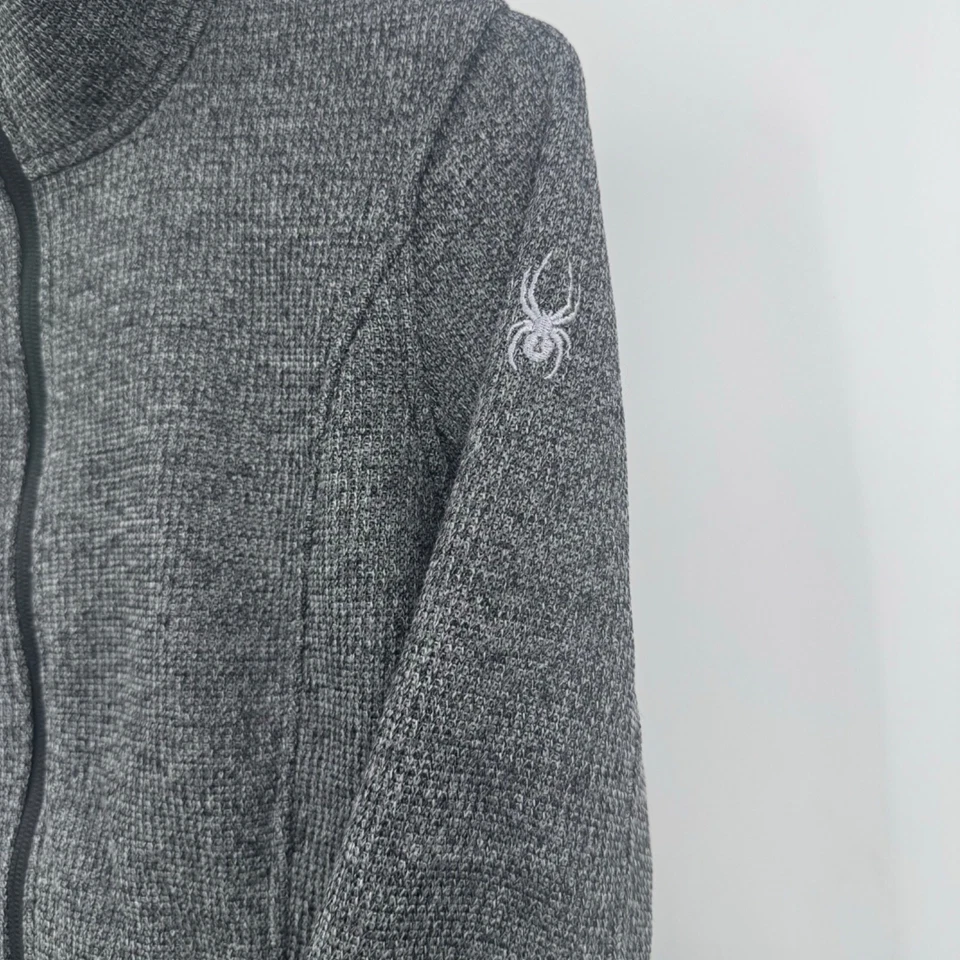 Spyder Jacket Women Medium Gray Black Knit Full Zip Mock Neck Outdoor Active - Image 2 of 4