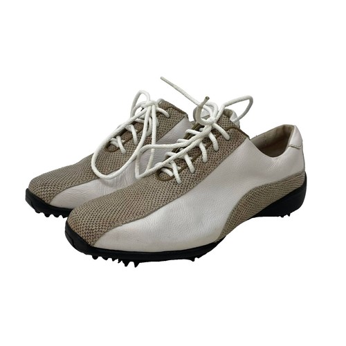 FootJoy Size 9 Cleated Plain Toe Twin Saddle Shoes Golf Sneakers White Brown FootJoy Size 9 Cleated Plain Toe Twin Saddle Shoes Golf  main image 2
