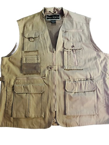 NEW Field & Stream Men XXL Fly Fishing Vest Pocket Wading Khaki Hunting 2X