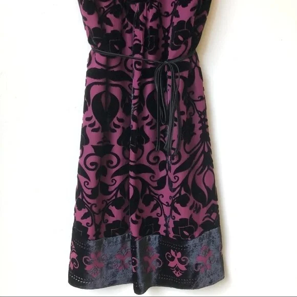Hale Bob шелк и бархат фиолетовый и черный v-образным вырезом платье средний размер - Изображение 3 из 4