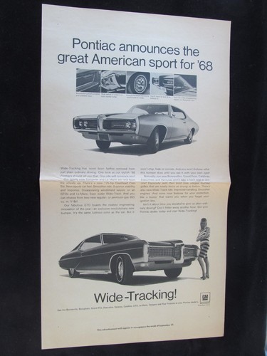 Lot of 11 1968 Pontiac Dealer Only SAMPLE Magazine Advertisements Firebird GTO - Picture 6 of 18