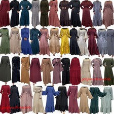 Muslim Women Maxi Dress Kaftan Robe Dubai Abaya Loose Caftan Ramadan Arab Robe