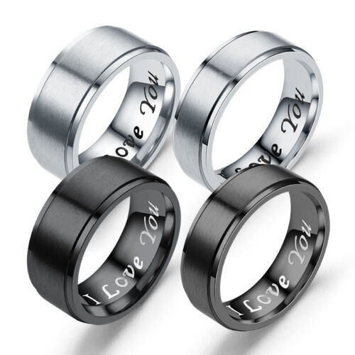 True Love Forever I Love You Matte Stainless Steel Couple Rings Set Finger Ring - Picture 1 of 11