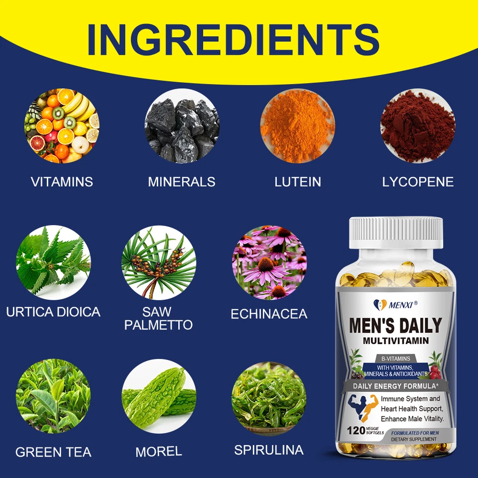 Multivitamínico diario para hombres, mejora de la vitalidad masculina, potenciador de energía, alta potencia Foto 3 de 4