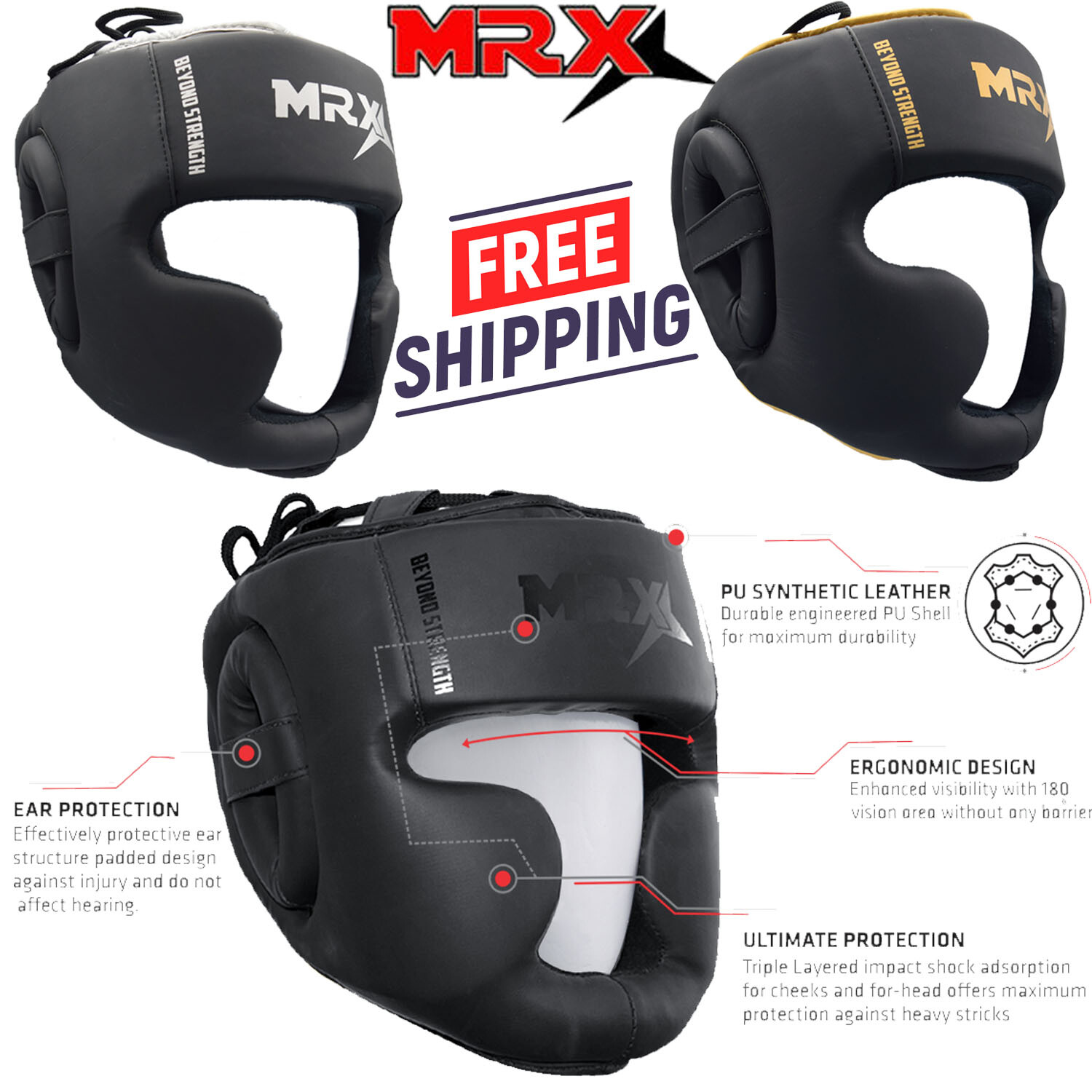 Headgear MMA Muay Thai Head Gear for Sparring Grappling Martial Arts