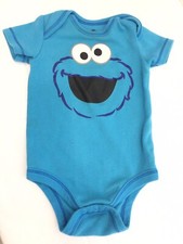 Sesame Street Unisex One Piece 6-9 Month Cookie Monster Snap Preowned Flaw