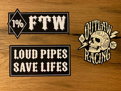3x FTW Biker Aufkleber Motorrad Biker Outlaw Sticker Loud Pipes V2 Auto V8 MG399