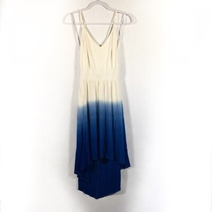 Bebe Size Small Dip Dye Dress Hi Lo Blue Tie Back Jersey Knit Ombre White Ebay