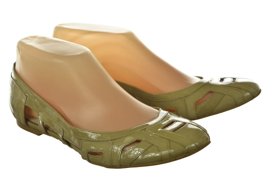 Delman 女式鞋 6 码奶油色米色纯色漆皮芭蕾平底鞋休闲 — 第 2/4 张图片