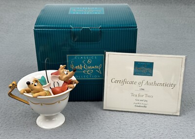 WDCC Disney Gus and Jaq Figurine Tea for Two From Cinderella in Box With COA