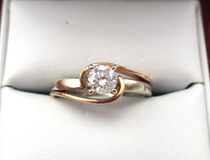ZALES 14K White & Rose Gold .35 CTW Diamond Engagement Ring Size 6.75 [R336]