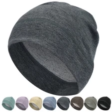 Skull Cap for Men Women Thin Fleece Beanie Cap Helmet Liner Sleep Hats Windproof