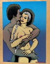 Black Love Vintage Poster Blacklight Pro Arts 1977 Couple Man Woman Velvet 1970s