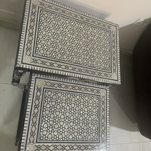 Egyptian Coffee Table, Set of 3 Table Nest, Mother of Pearl Inlay Side Table - Picture 10 of 11
