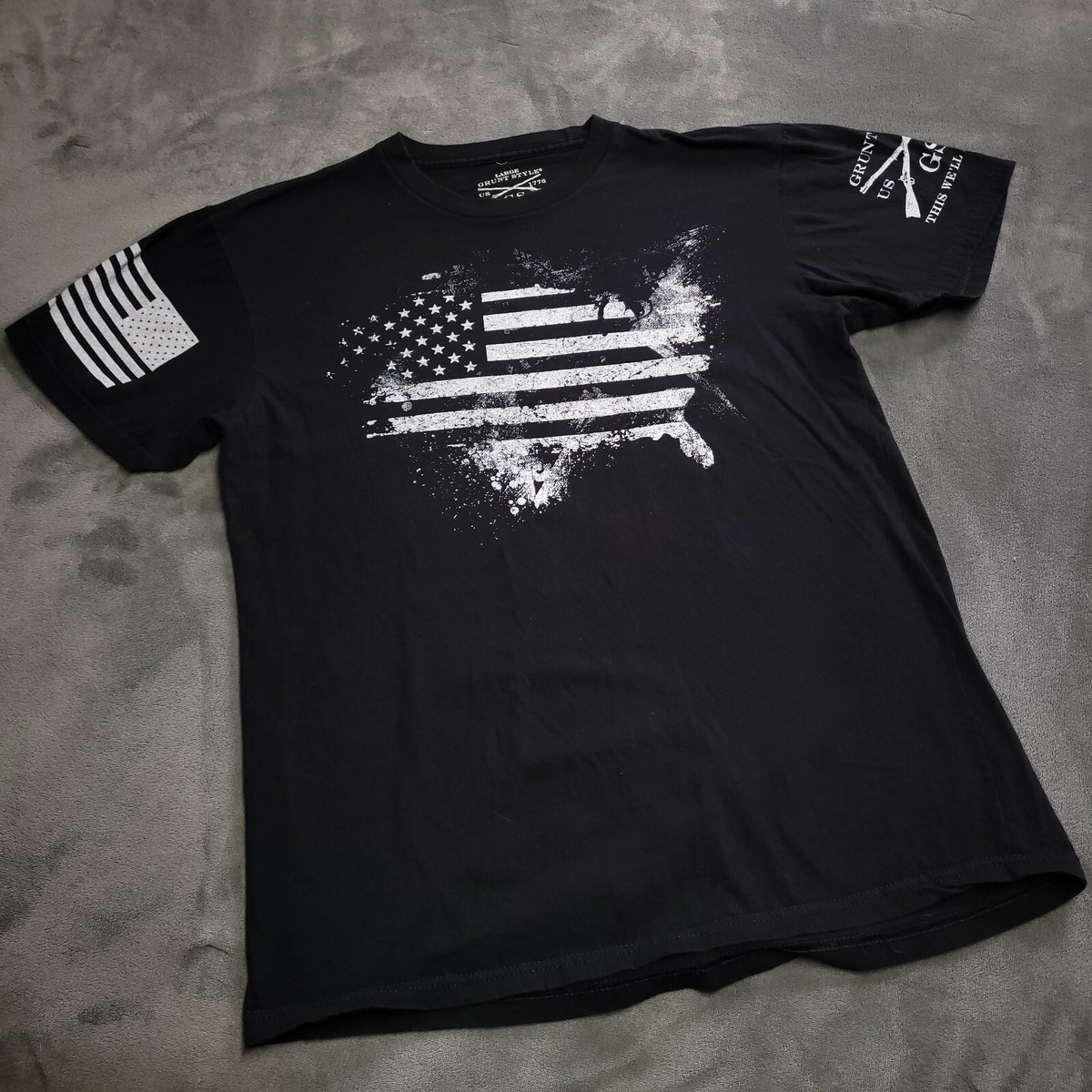 Grunt Style American USA Patriot Shirt L Warrior Lion Flag Freedom