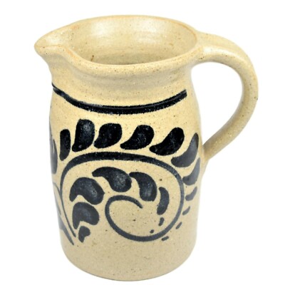 Vintage New Geneva Stoneware Co. Salt Glaze Pitcher Artist Signed Nopwasky 1984