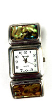 Kim Rogers Accutime Ladies Silver Abalone Women's Bracelet Watch - New Battery