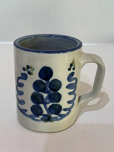 M A Hadley Pottery Mug Cup Grape and Pear Hand Painted The End Stoneware Signed