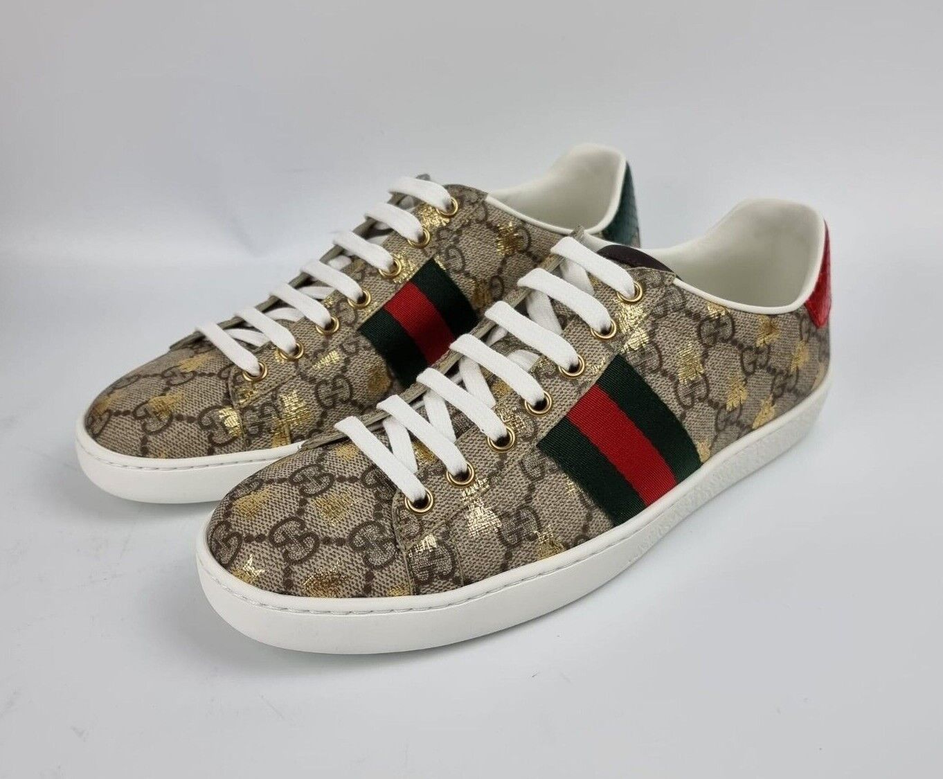 Ace leather-trimmed GG sneakers in beige - Gucci