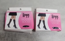 Lot Of 2 Pack Leggs Trouser Socks Black Regular Size USA Sheer Toe
