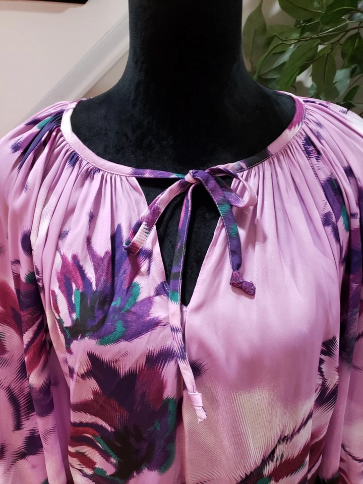 Jennifer Lopez Women's Purple Polyester Round Neck Long Sleeve Top Blouse Size M - Image 4 of 4