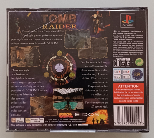 TOMB RAIDER 1 Big Box Black Label COMPLET BOÎTE NOTICE SONY PS1 PAL FR CIB - Foto 3 di 3