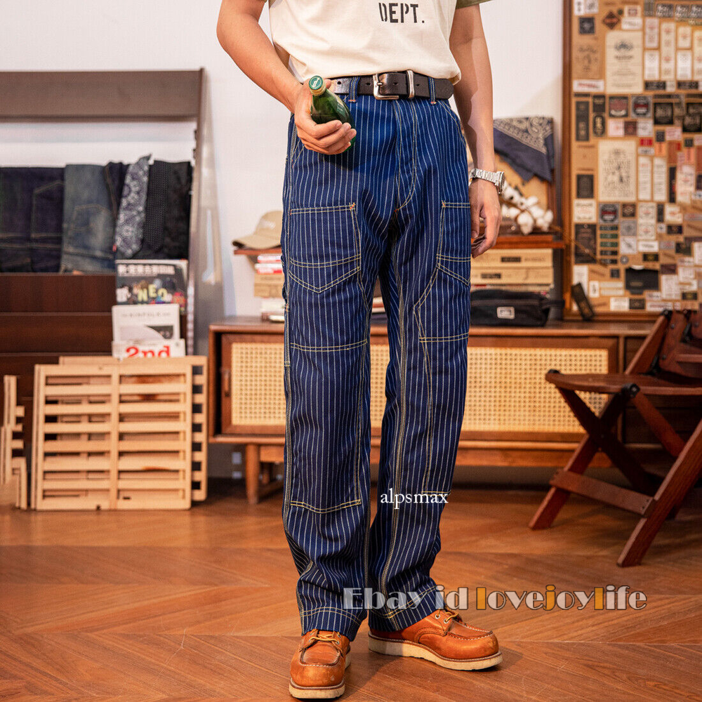 Red Tornado Retro Indigo Wabash Trousers Railroad Stripe Miner