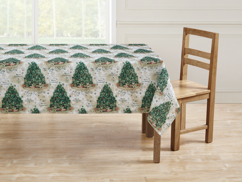 Kate Aurora Classic Christmas Trees Luxe Fabric Tablecloth - Assorted Sizes - 第 1/4 張圖片