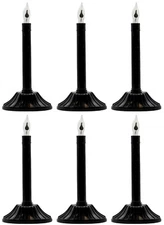 9.5" Black Flickering Flame Indoor Candle Lamp - Perfect Halloween Decor | 6 Pk