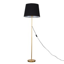 Gold Metal Stem Floor Lamp Standard Free Standing Light XL Lampshades LED Bulb