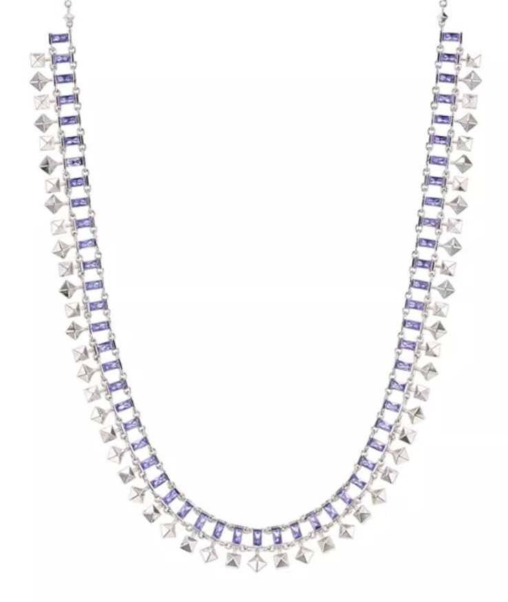 Kendra Scott Oscar 铑/淡紫色水晶 26 英寸声明项链新品