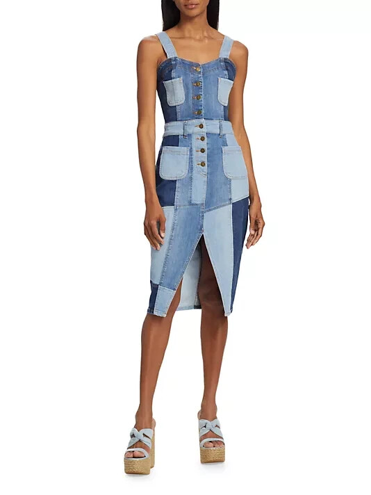 スカート UND BACK PATCHWORK SETUP DENIM DRESS Upcycled Denim Patchwork Overall Dress-xs/s - Etsy