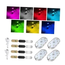  Car LED Lights Interior Wireless, 7 Colors Sticky Auto Interior 4 PCS Magnetic