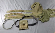 Misc Lot Of Military Gear ~ 3 Ammo Belts, Gloves, Cap. Elastic Band Magazine
