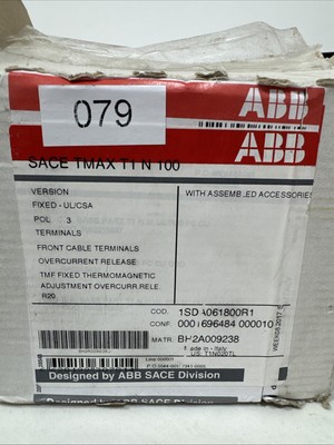 ABB, SACE TMAX T1 N 100, CIRCUIT BREAKER, 20A, 3 POLES