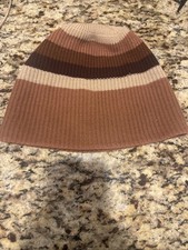 Vintage WIGWAM Brown Striped Winter Knit Beanie Hat USA