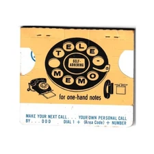 Vintage Bell System Tele-Memo for One-Hand Notes Pad Self-Adhesive Note Holder