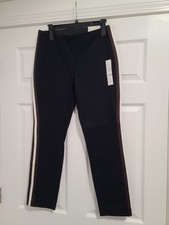 A New Day Side Zip Ankle Skinny Pants Size 8R Black With Side Stripes NWT