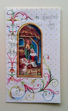 Nativity embossed vintage Christmas greeting card YY19