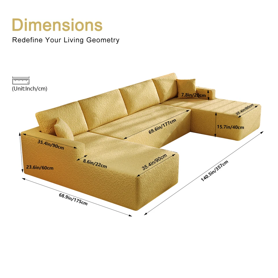 U-shaped Sectional Sofa Free Combination Sofa Chaise Lounge DIY Sofa Corner Sofa - Image 3 of 4