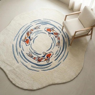Handmade Area Rug Fish Rug Hand Tufted Irregular Shaped Wool Area 6x9|8x10|9x10|