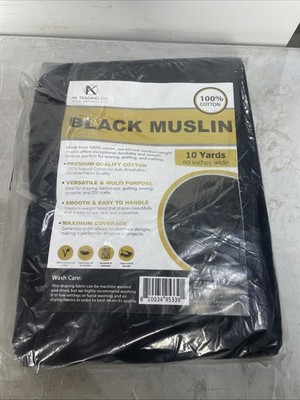 Versatile 60in Wide Black Muslin Fabric - Soft Touch, 10 Yards, Multiple Uses