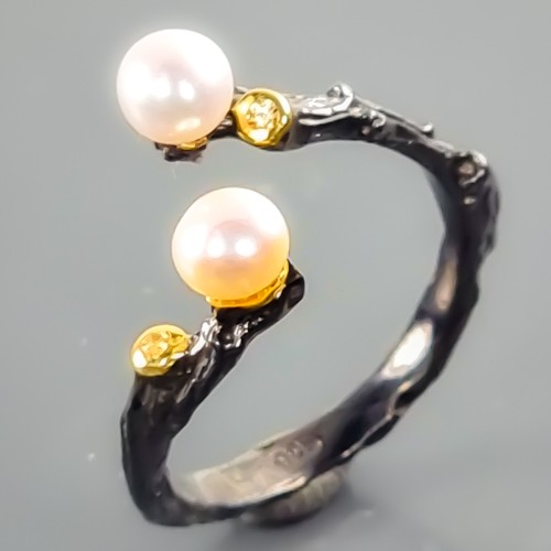 Vintage Natural Pearl Ring 925 Sterling Silver Size 5 /R421431