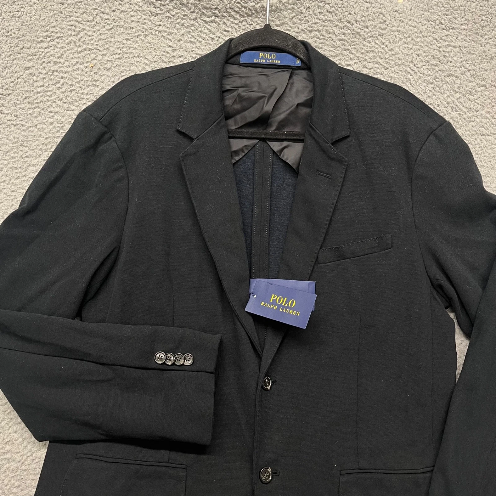 Polo Ralph Lauren Blazer Mens L Black Knit Preppy Classic Collegiate Cotton - product detail image 8