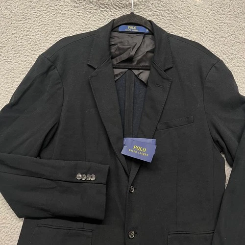 Polo Ralph Lauren Blazer Mens L Black Knit Preppy Classic Collegiate Cotton image 8