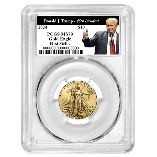 2024 $10 American Gold Eagle 1/4 oz PCGS MS70 FS Trump 45th President Label